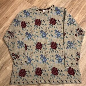 Vintage floral knit sweater